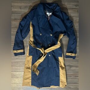 La Ligne Two-Tone Navy and Tan Trench Coat